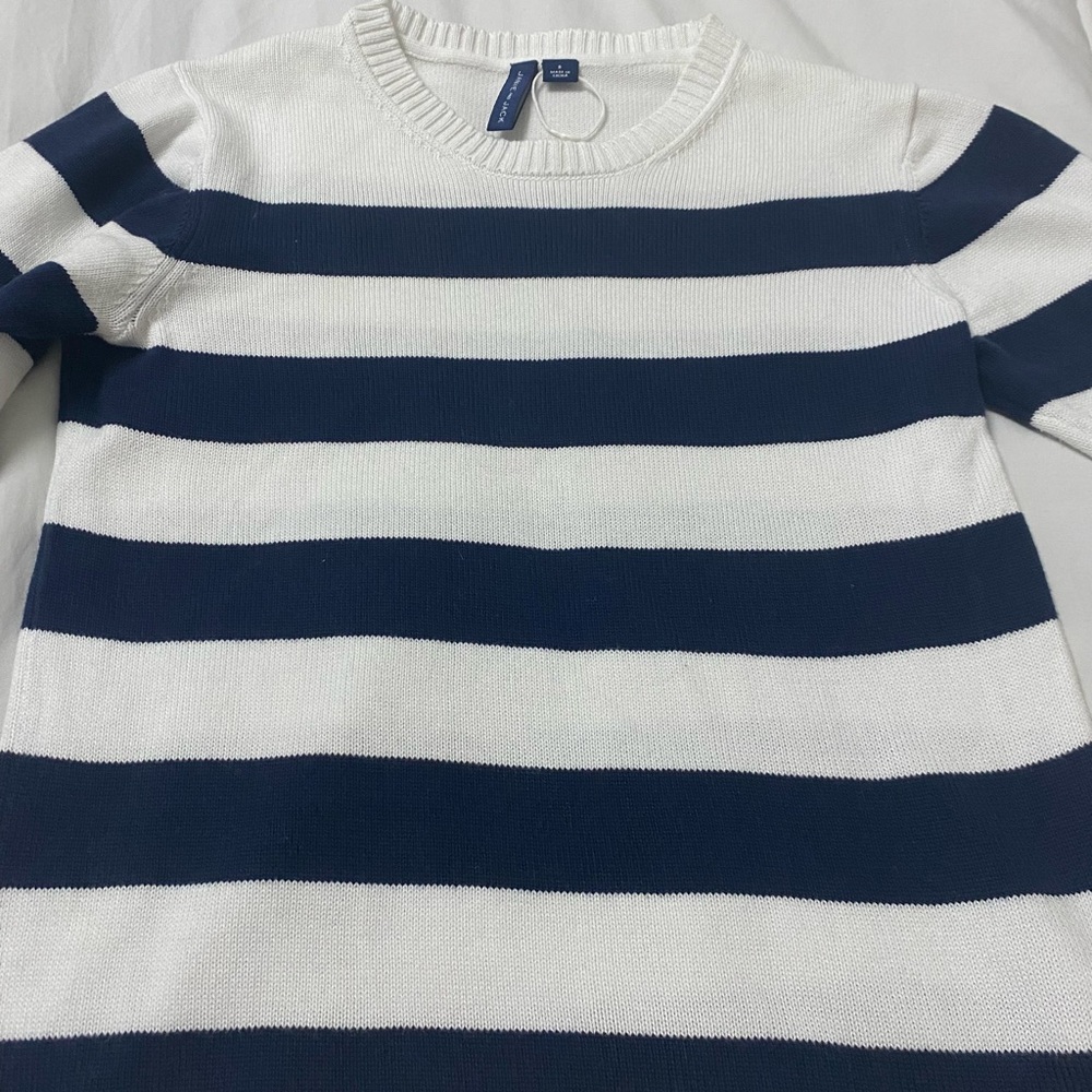 Janie and Jack Classic Navy and White Sweater